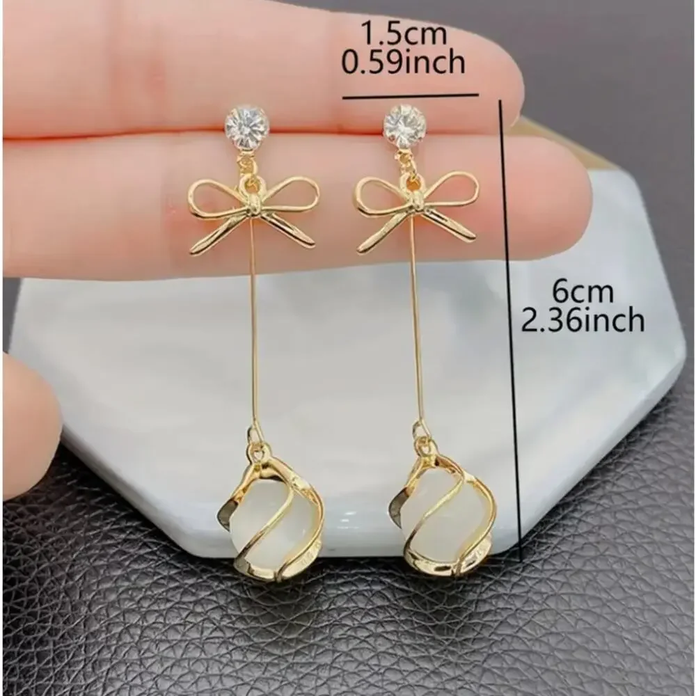 NEW - Vintage style bowknot dangle drop earrings, coquette bow earrings
